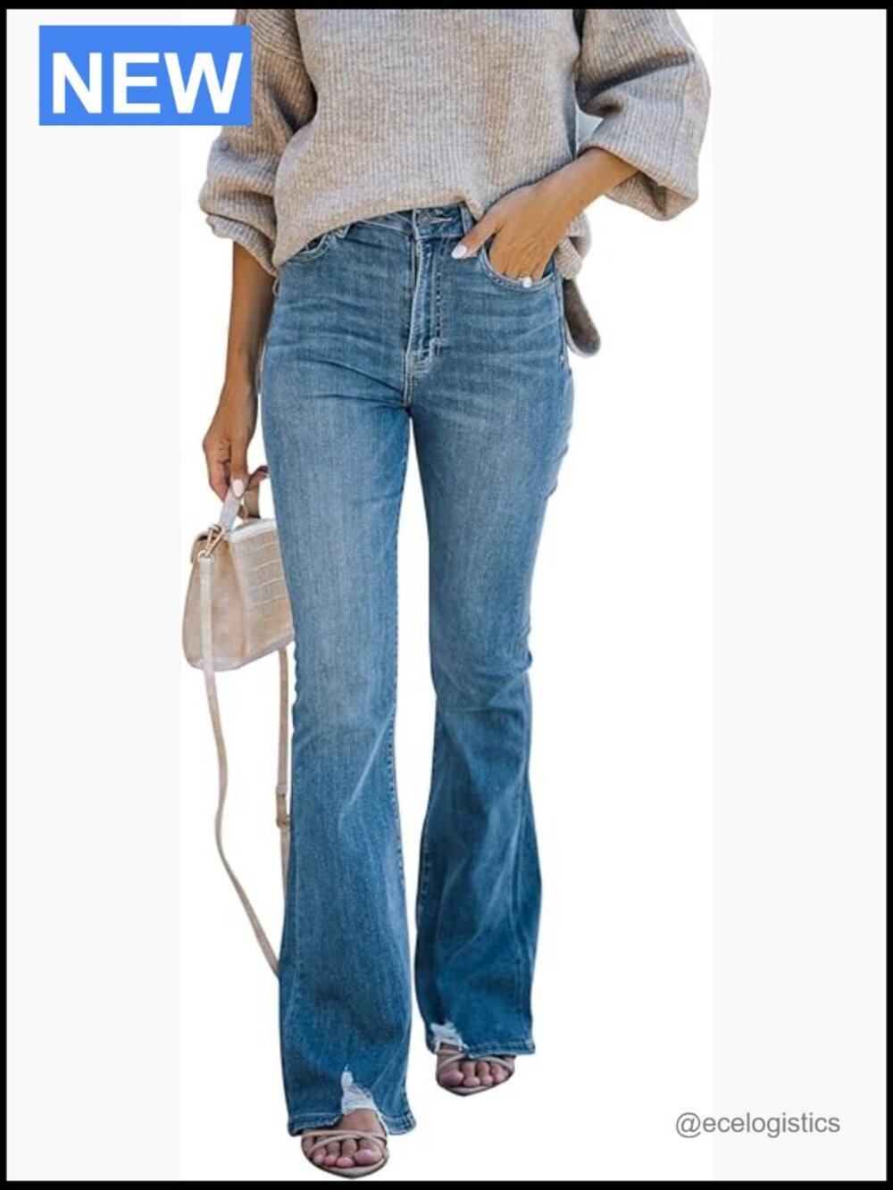 Flare Bell Bottom Jeans High Waisted Wide Leg Bootcut Stretchy Denim